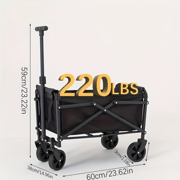 1pc Heavy-Duty Collapsible Utility Wagon Cart - 220LBS Load Capacity, All-Terrain Wheels, Foldable Design, Spacious 30