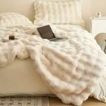 1pc Solid Color Thickened Blanket Warm Faux Rabbit Fur Plush Blanket, Bed Blanket, Office Blanket, Air Conditioning Blanket