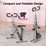 330lbs Heavy-Duty Foldable Squat Machine Plus - 4 Adjustable Resistance Bands, Ride & Rowing Motion for Glutes, Thighs, Ab, Back, and Leg Press, Uncharged, Belt Drive System, Iron Construction