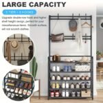 1pc 23in Premium Carbon Steel Coat Rack with 4u002F5 Layers - Multi-Functional Coat Hanger and Shoe Shelf - Self Assembly Required, Black and White Color Options