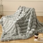 1pc Solid Color Thickened Blanket Warm Faux Rabbit Fur Plush Blanket, Bed Blanket, Office Blanket, Air Conditioning Blanket