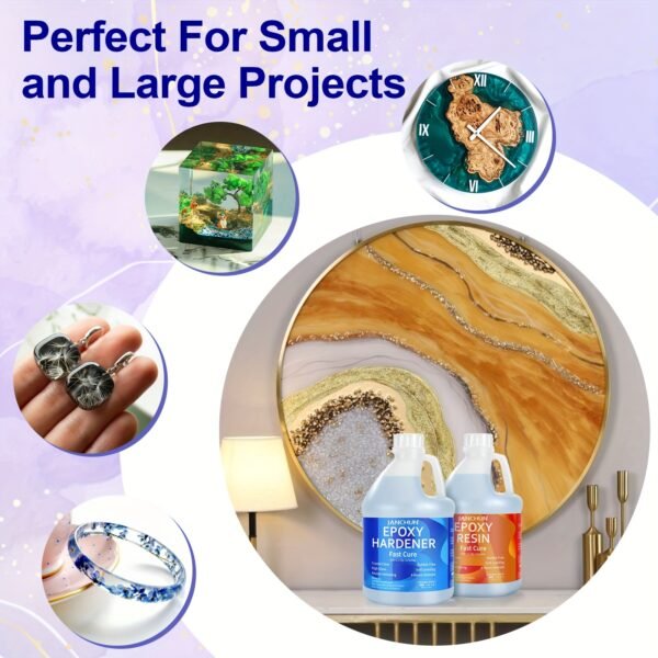 1 Gallon Super Clear Epoxy Resin Kit - High Gloss, No Bubble, Fast Cure, Art Resin for Jewelry Making, River Table Tops, DIY Tumblers, Molds, Art Wood Painting - Easy to Use, Low Odor, High Durability, Crystal Clear Finish