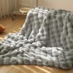 1pc Solid Color Thickened Blanket Warm Faux Rabbit Fur Plush Blanket, Bed Blanket, Office Blanket, Air Conditioning Blanket